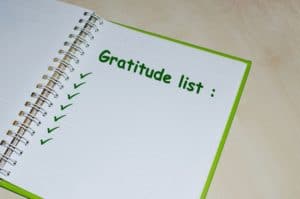 A notebook with a gratitude list